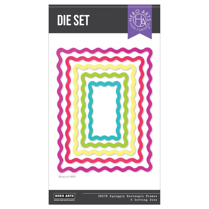 Set of colorful die-cut frames on a white background with 'Hero Arts' branding.