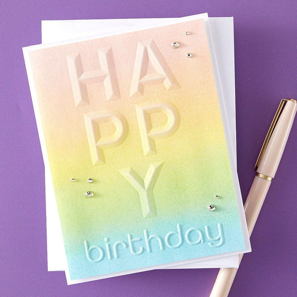 Beveled Happy Birthday A2 Cardfront 3D Embossing Folder