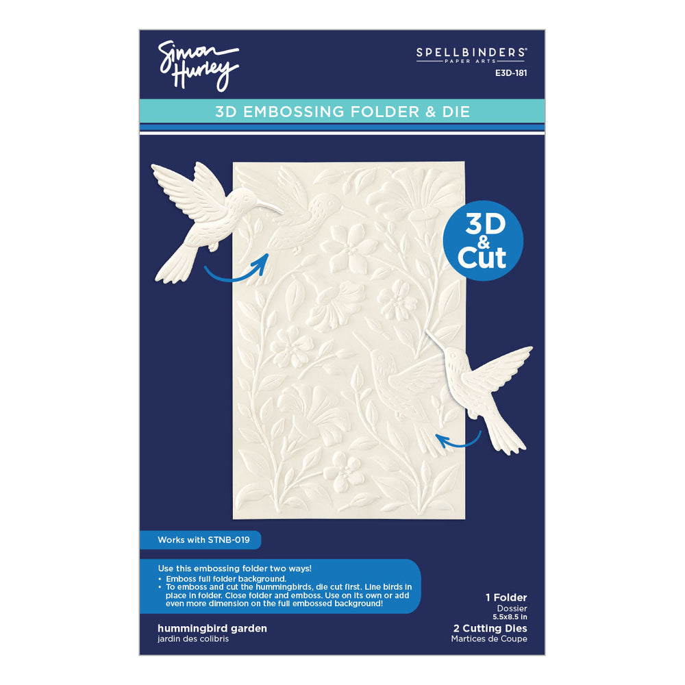 Hummingbird Garden 3D Embossing Folder & Die Set by Simon Hurley