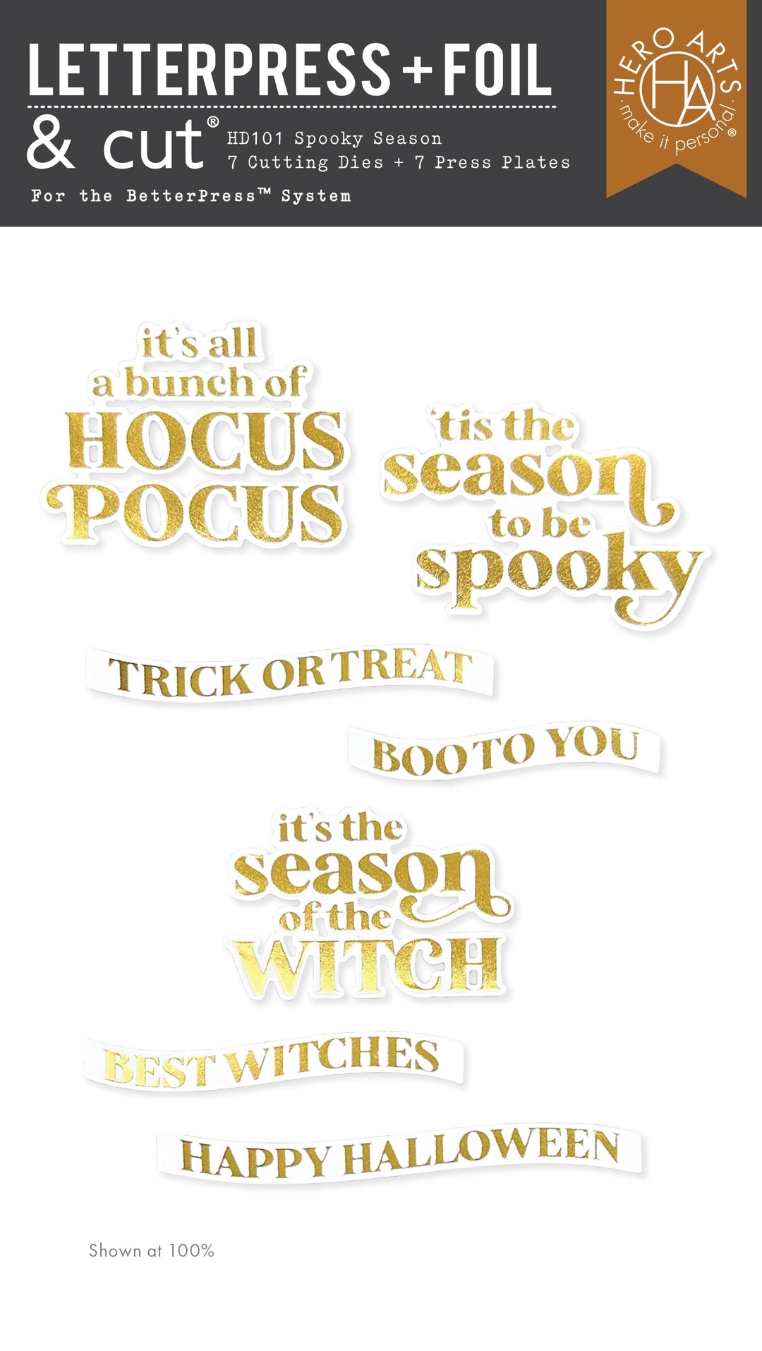 Hero Arts Spooky Season Letterpress + Foil & Die Set from the Hocus Pocus Collection