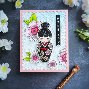 Kokeshi Dolls BetterPress Plate & Die Set by Alex Syberia Designs