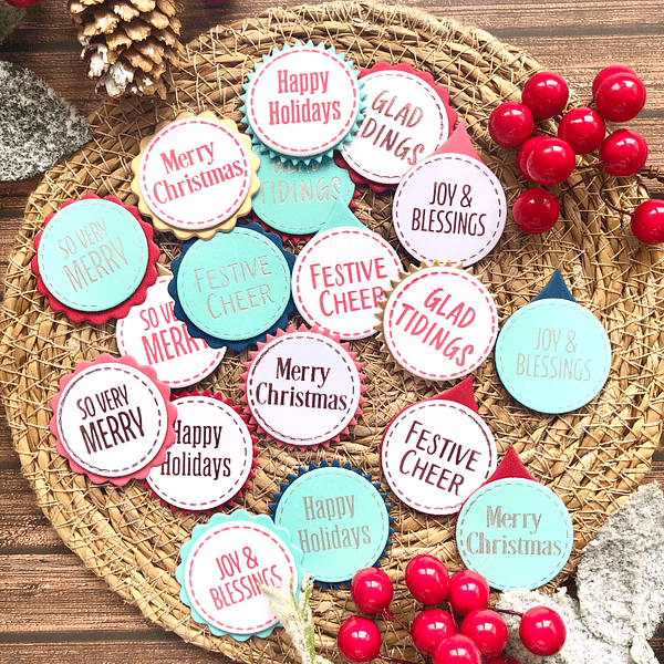 Festive Circle Sentiments Press Plates & Die Set by Lisa Horton