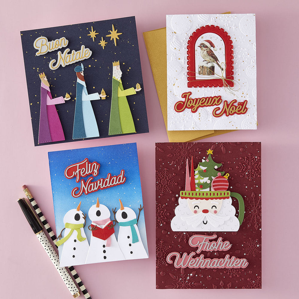 French Holiday Sentiments Etched Dies