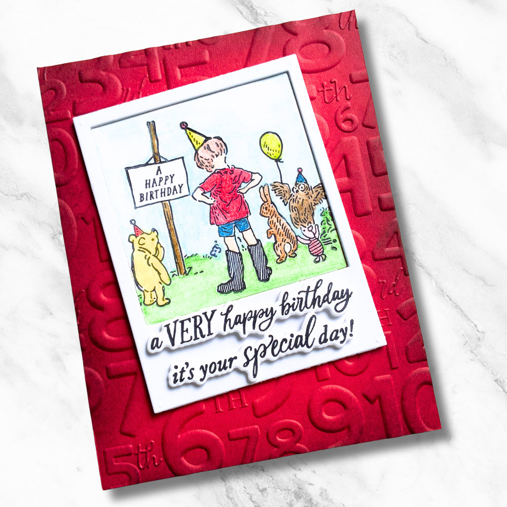Classic Pooh Birthday Numbers 3D Embossing Folder