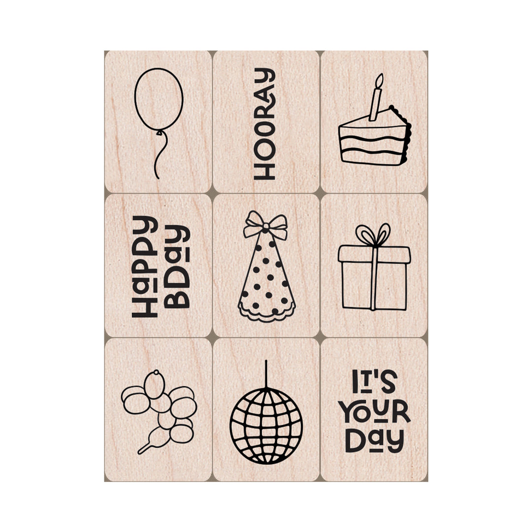 Birthday Mini Tub Woodblock Stamps