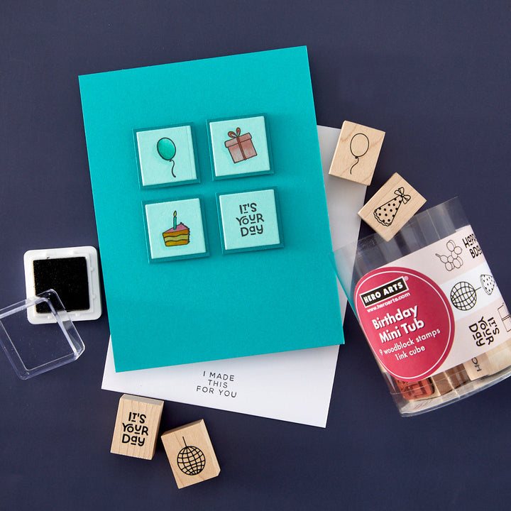 Birthday Mini Tub Woodblock Stamps