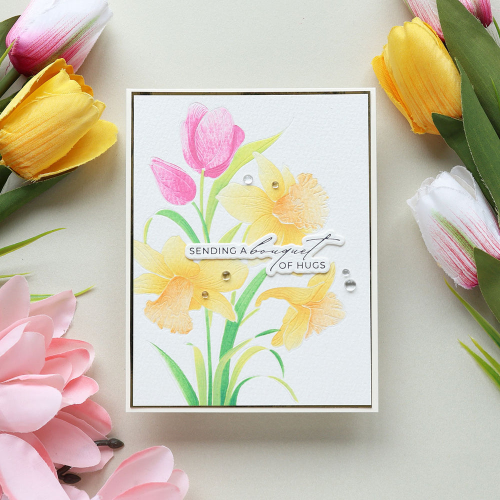 Tulips and Daffodils Press + Foil Plate and Stencil Bundle by Yana Smakula