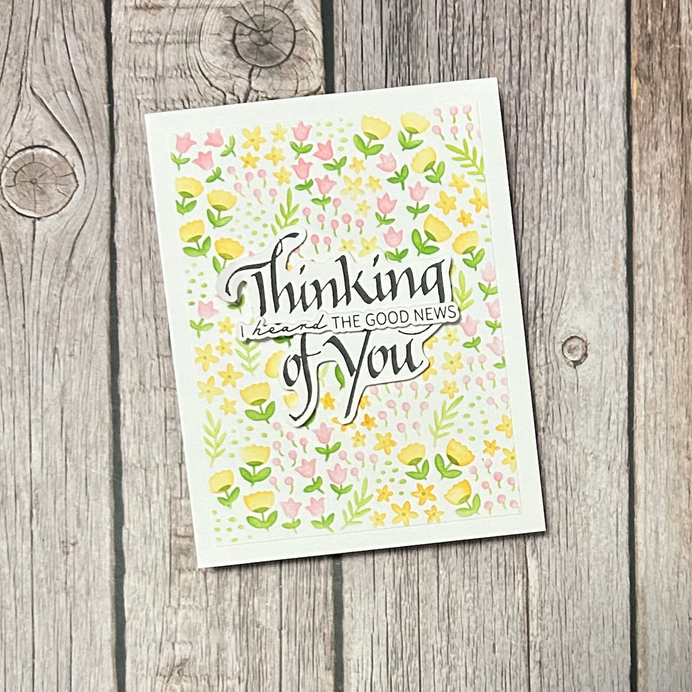 Upright Italic Thinking of You Press + Foil Plate by Paul Antonio