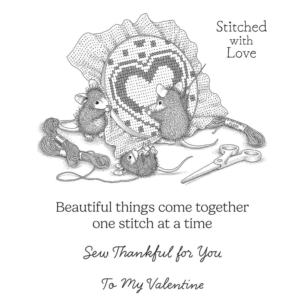 Stitched with Love Cling Rubber Stamps by House-Mouse