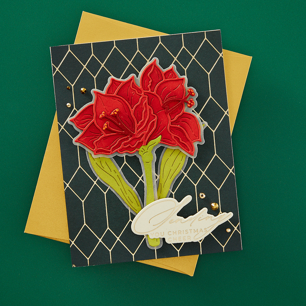 Home for Christmas Sentiments Press Plate & Die Set from the Amaryllis Christmas Collection by Yana Smakula