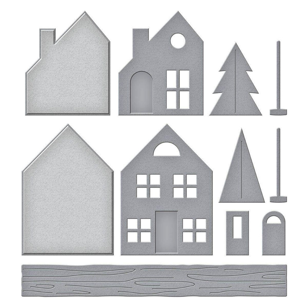 Mantel Village and Decorations Etched Dies Bundle by Simon Hurley