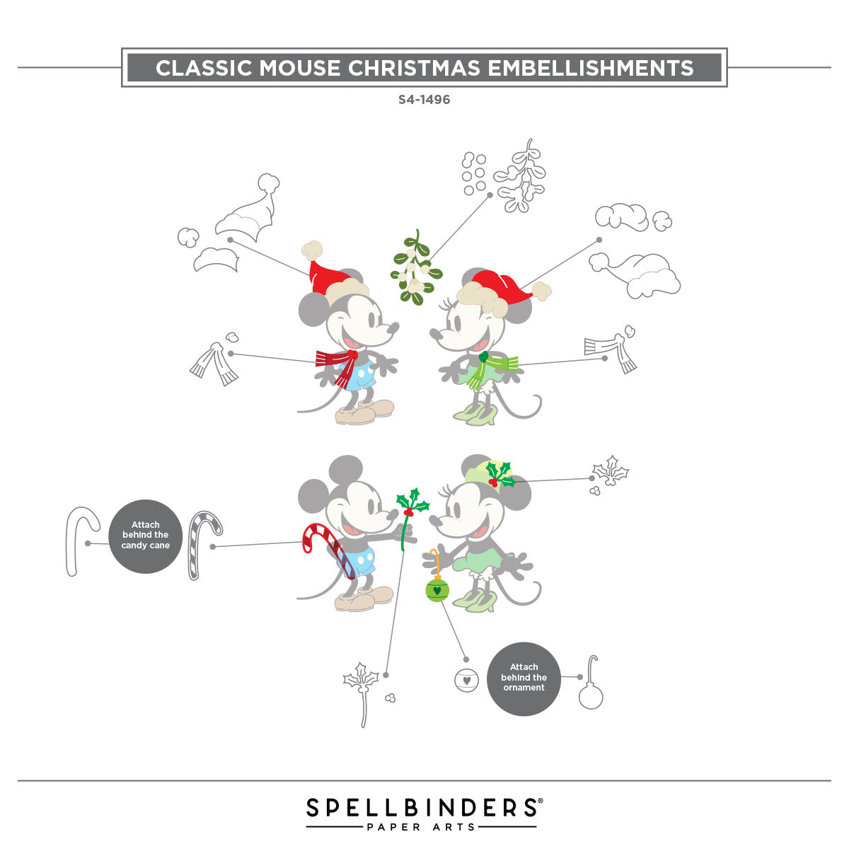 Classic Mouse Christmas Embellishments Etched Dies