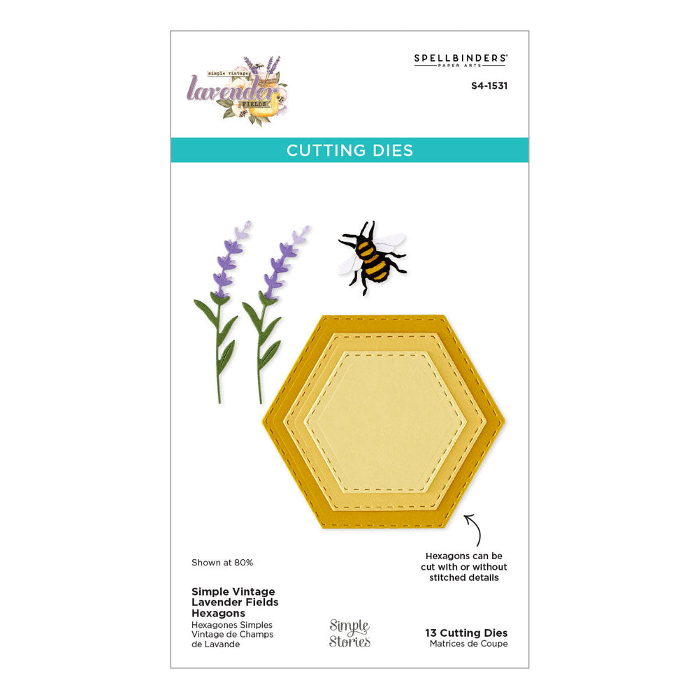 Simple Vintage Lavender Fields Hexagons Etched Dies with Simple Stories