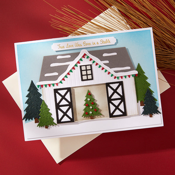Country Christmas Barn Etched Dies by Annie Williams