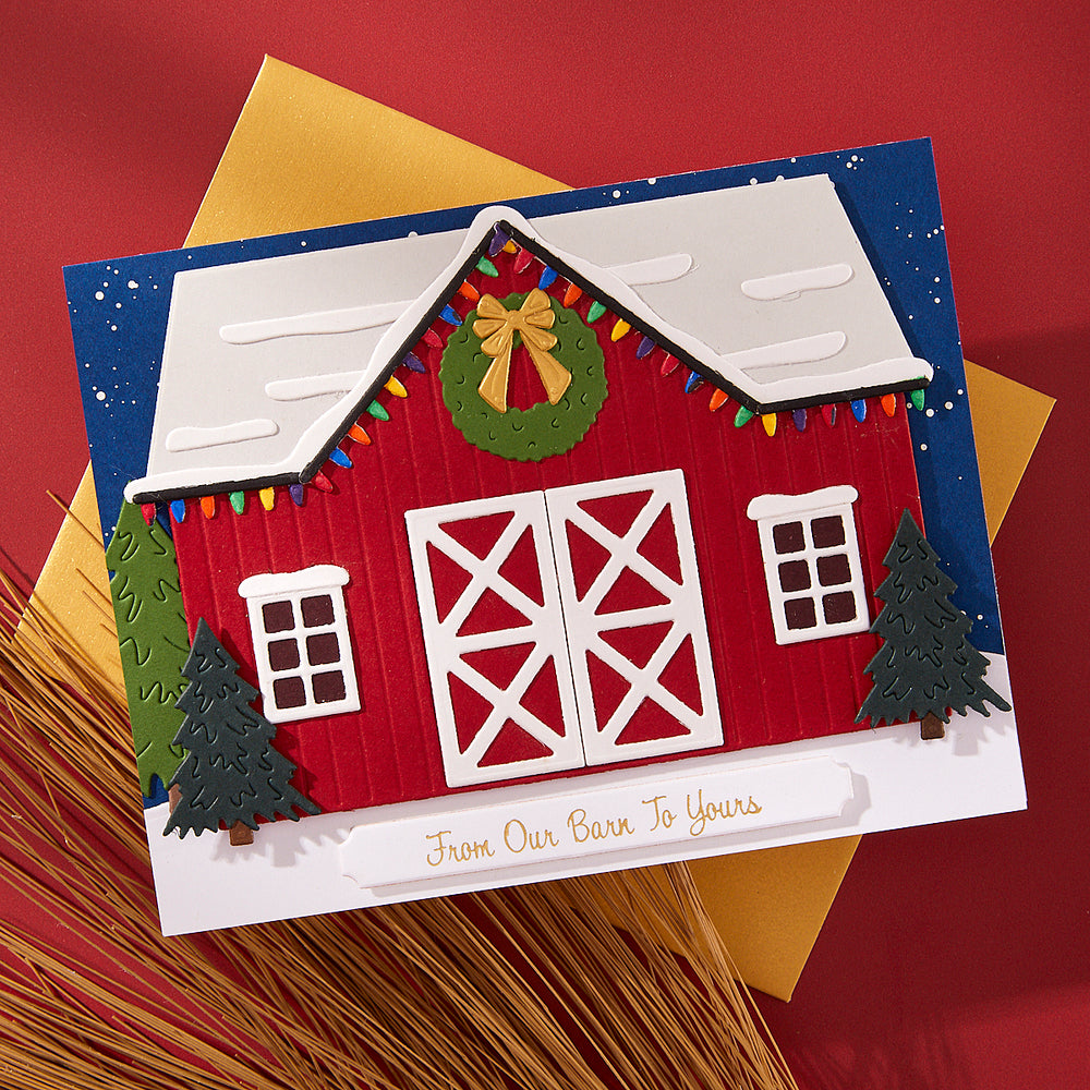 Country Christmas Barn Etched Dies by Annie Williams