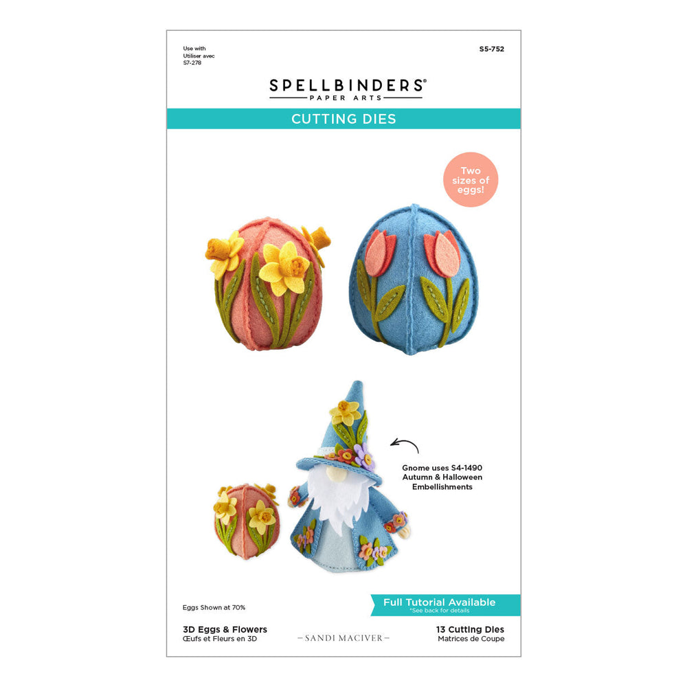 3D Eggs & Flowers Felt Décor Etched Dies by Sandi MacIver