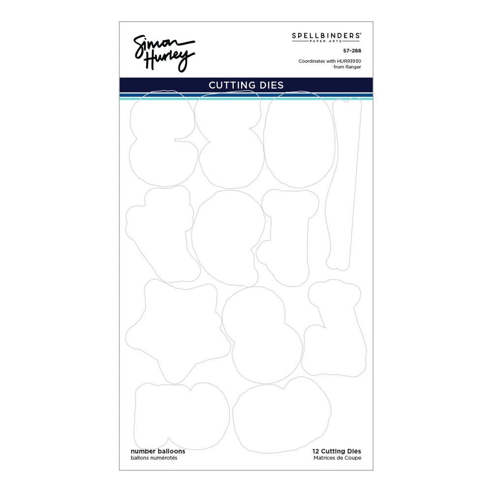 Number Balloons Cling Rubber Stamp and Die Bundle by Simon Hurley