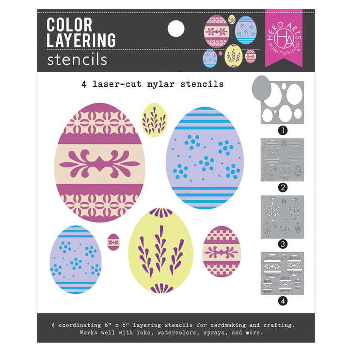 Color Layering Decorative Eggs Stencils from the Charming Easter collection