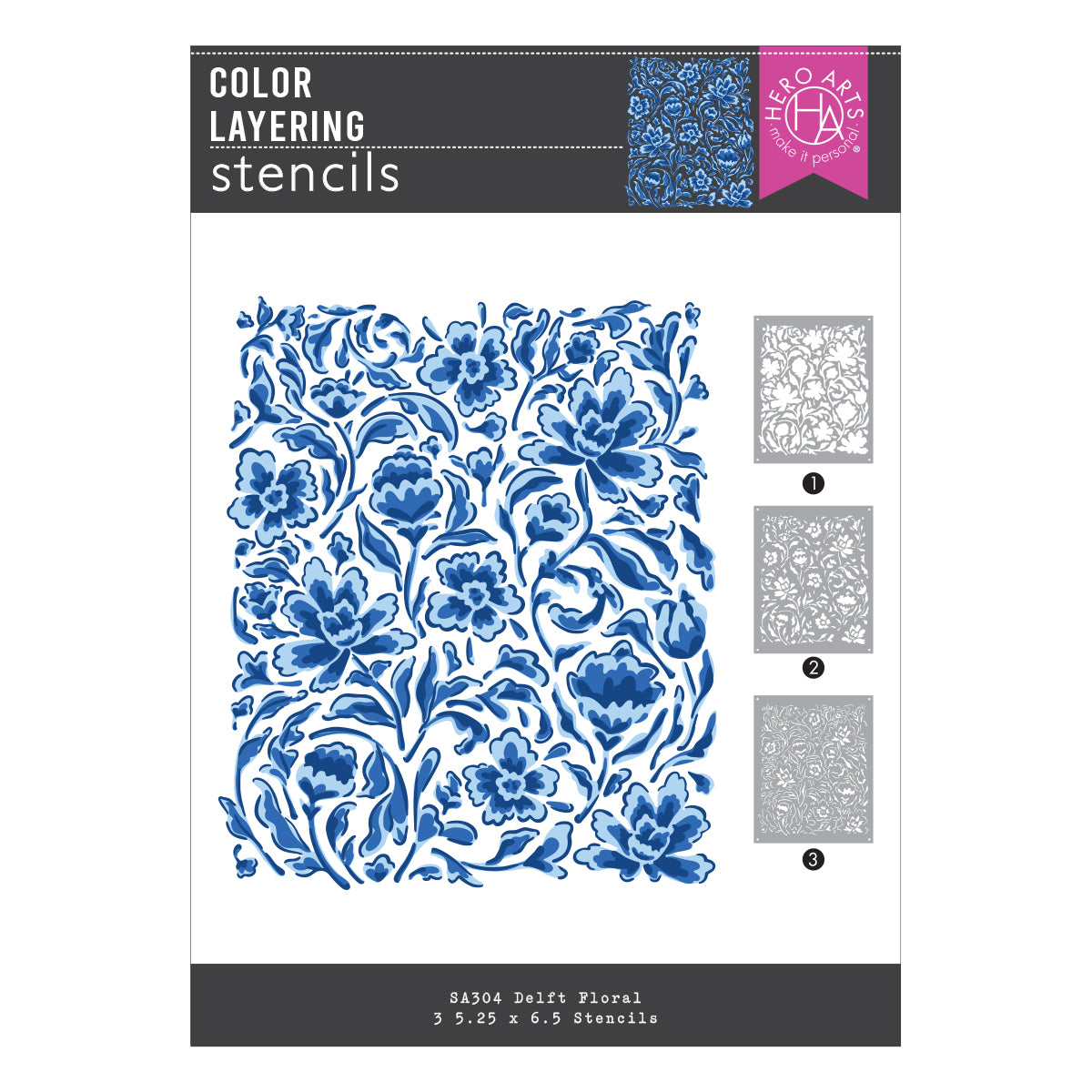 Color Layering Delft Floral Stencils Color Layering Delft Floral