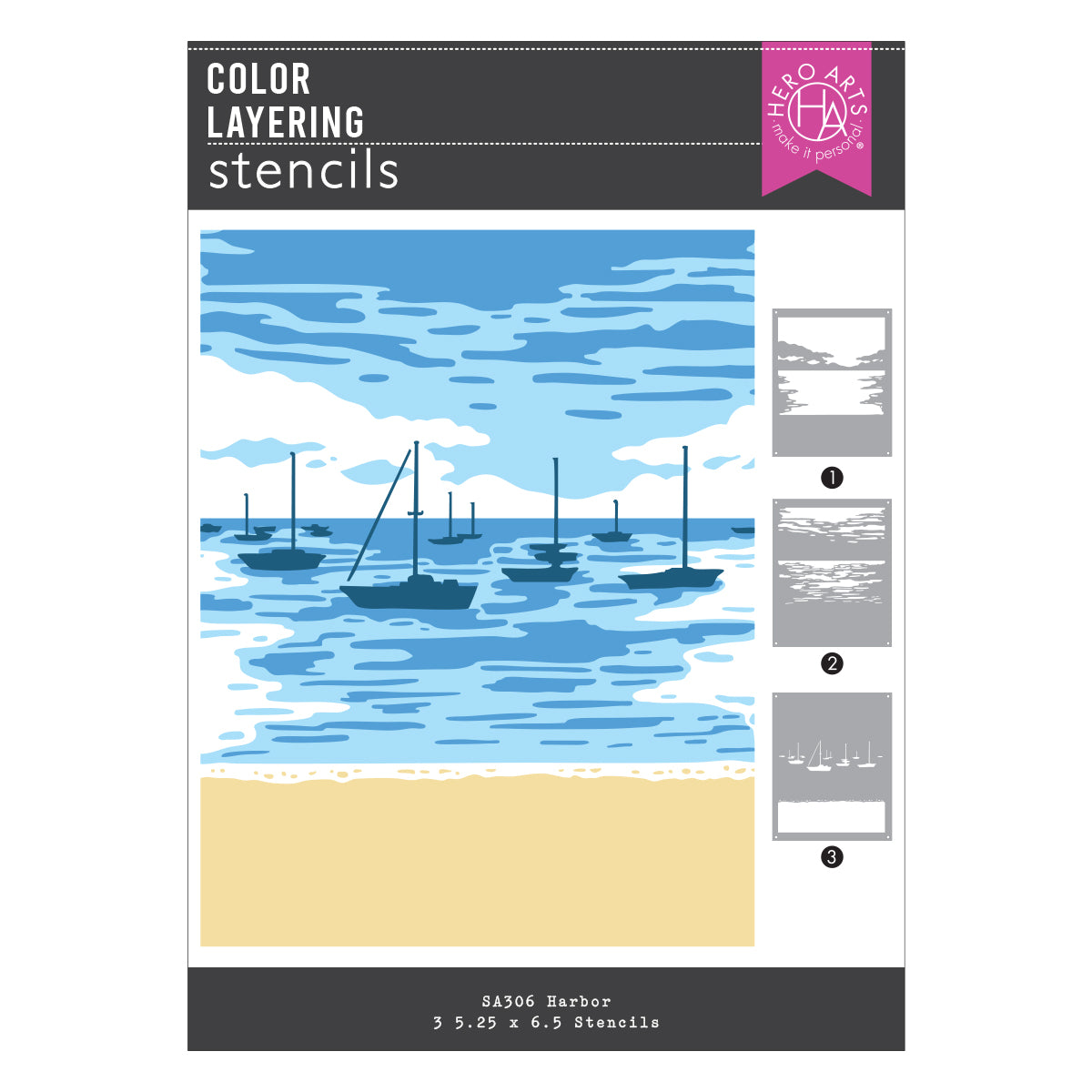 Hero Arts Color Layering Harbor Stencils from the Seaside Blooms