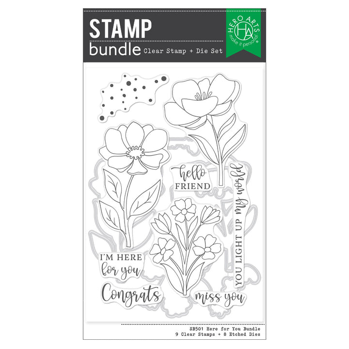 Hero Arts Here For You Stamp & Cut from the Blossoms & Birdsong Collection