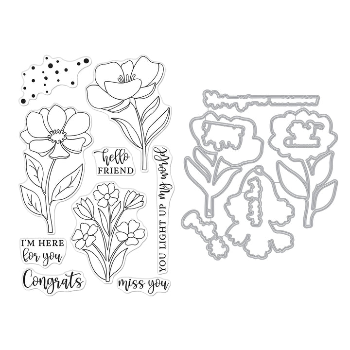 Hero Arts Here For You Stamp & Cut from the Blossoms & Birdsong Collection