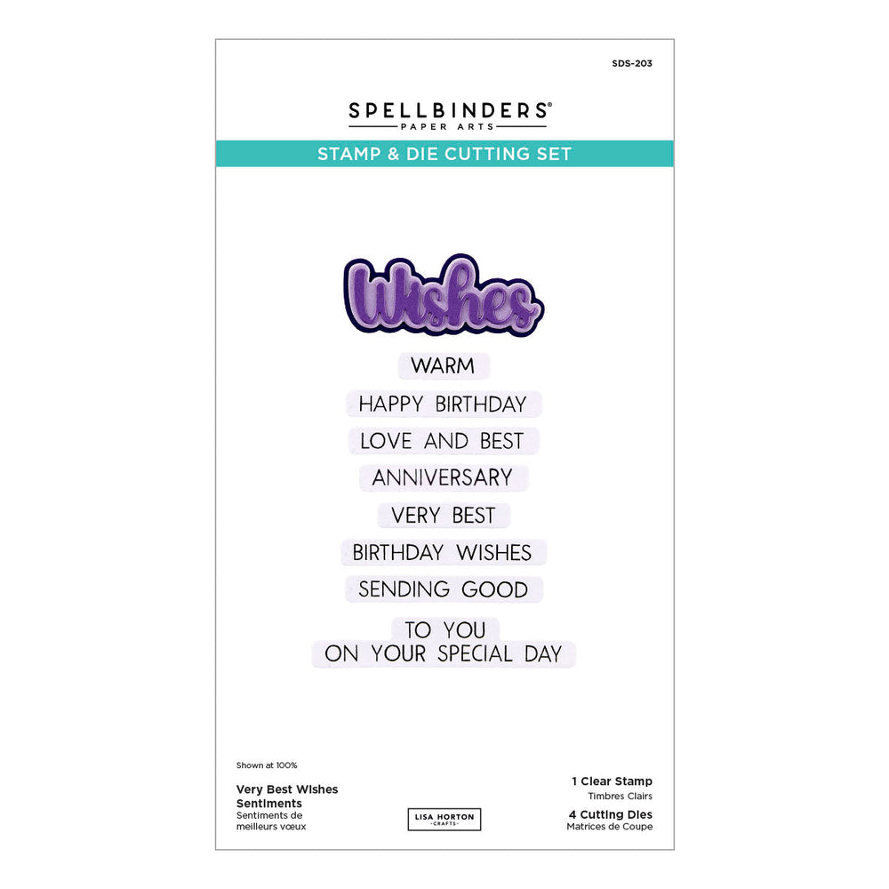Very Best Wishes Sentiments Clear Stamp & Die Set by Lisa Horton