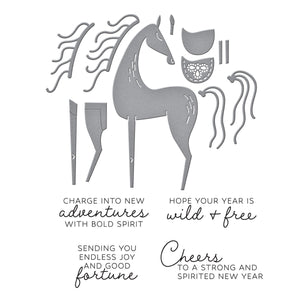 Good Fortune Horse Clear Stamp & Die Set