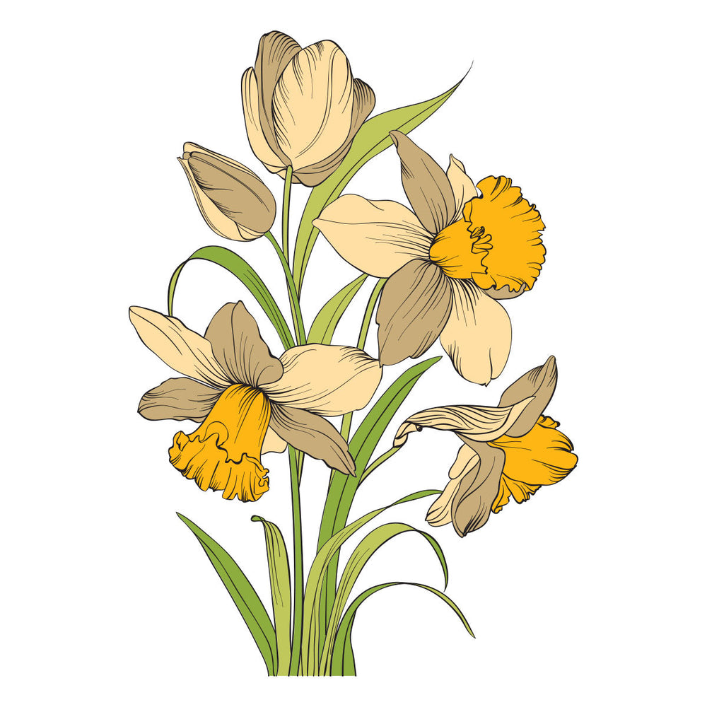 Tulips and Daffodils Press + Foil Plate and Stencil Bundle by Yana Smakula