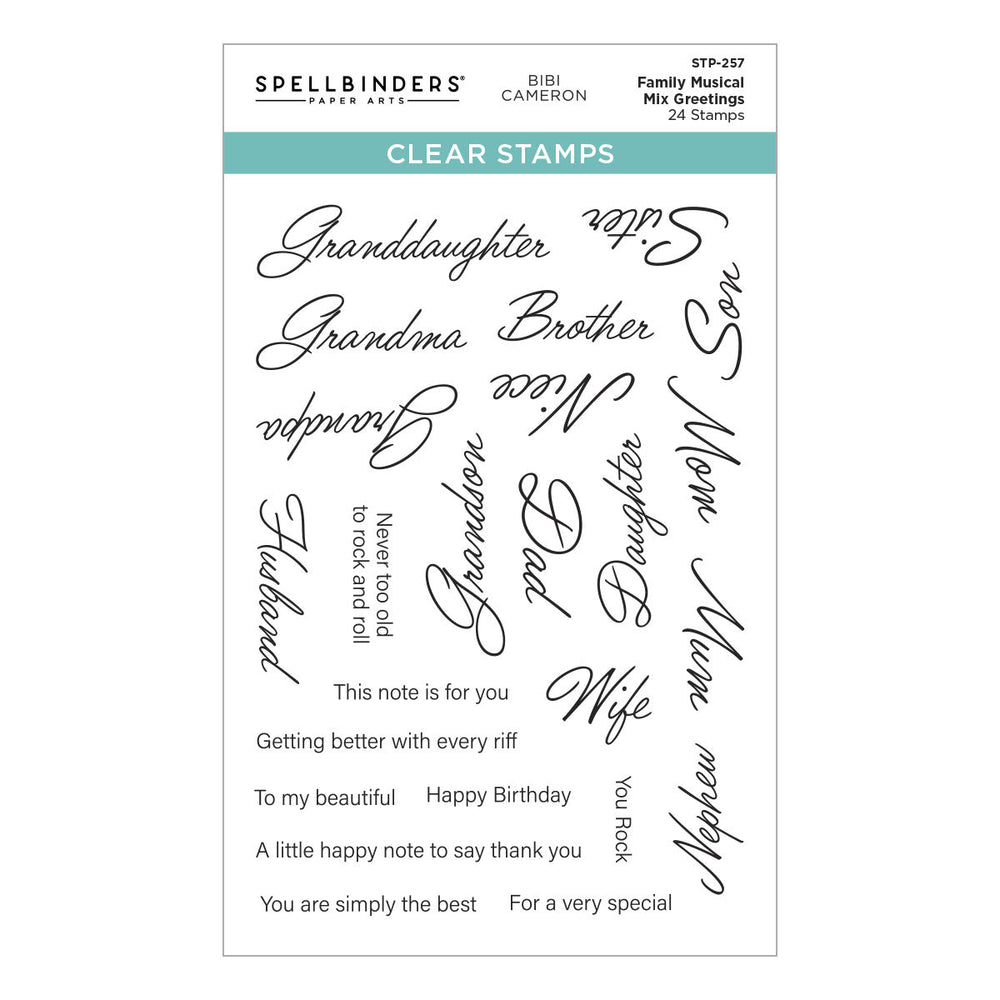 Family Musical Mix Greetings Clear Stamp Set by Bibi Cameron