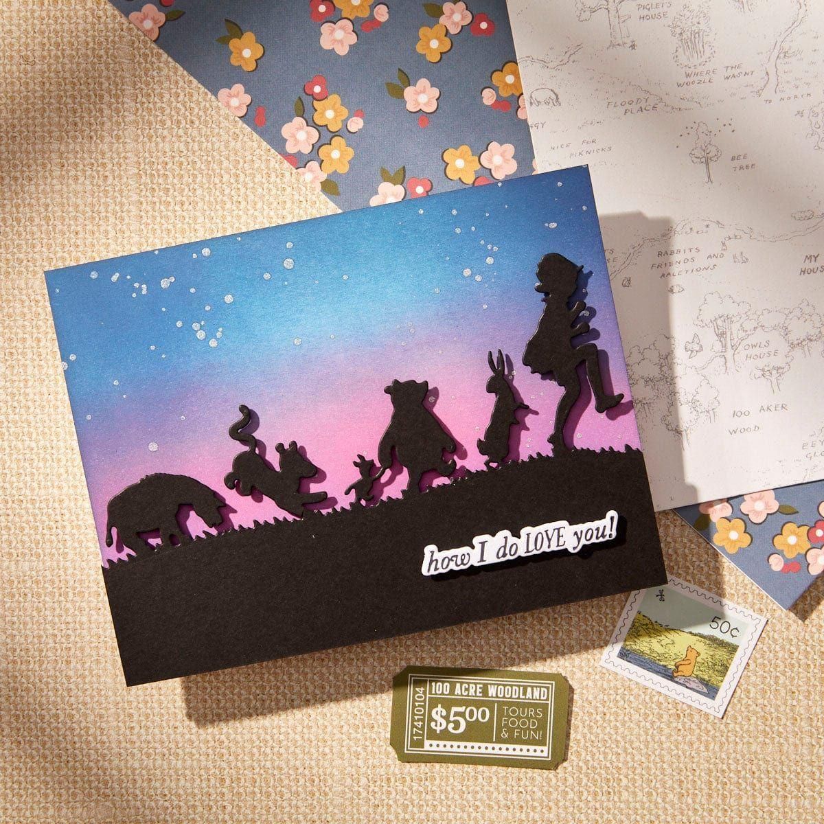 Silly Old Bear Sentiments Press Plate & Die Set in Collaboration with Simple Stories
