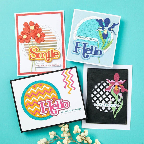 Layered Iris Etched Dies from the Spotlight Frames and Florals Collection by Lisa Horton