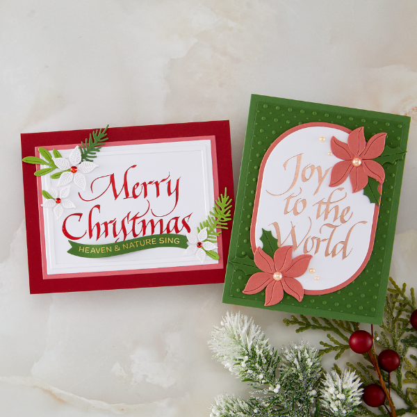 Upright Italic Season's Greetings Press + Foil Plate by Paul Antonio