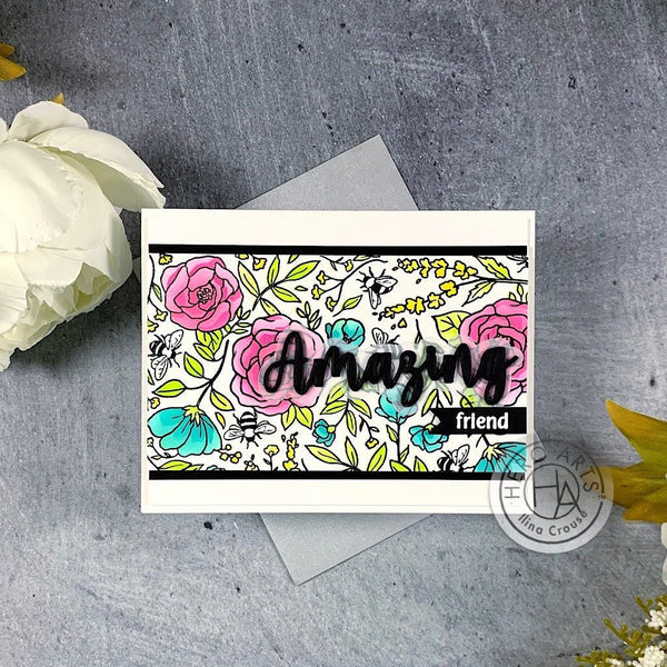 Flowers & Bees Bold Prints Cling Stamp