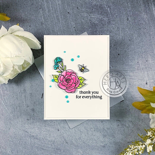Flowers & Bees Bold Prints Cling Stamp