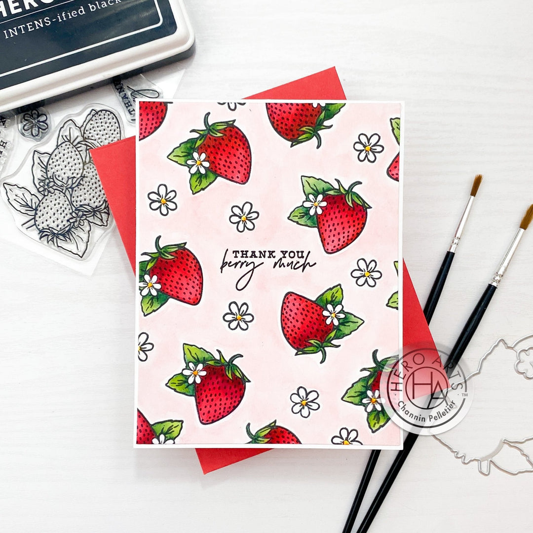 CM540 Hero Florals Strawberries Line Art - Hero Arts