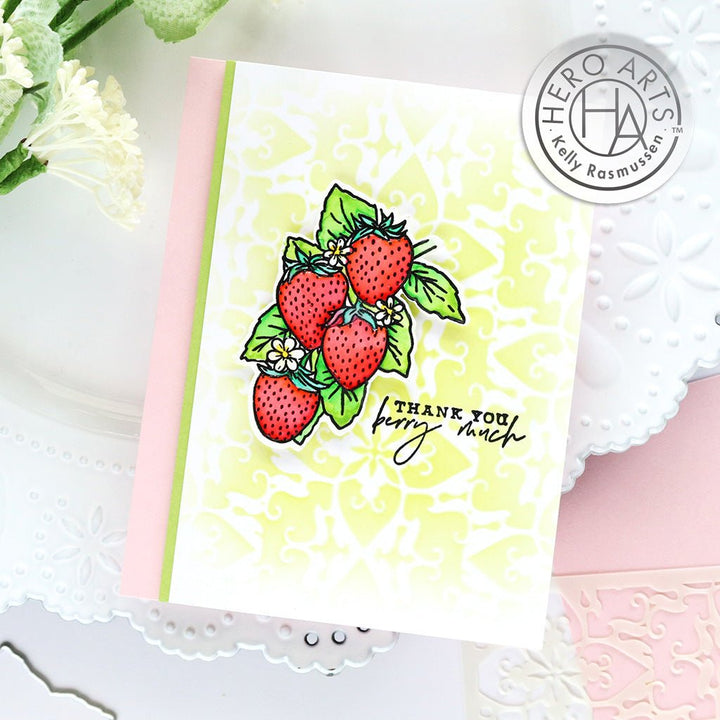 CM540 Hero Florals Strawberries Line Art - Hero Arts