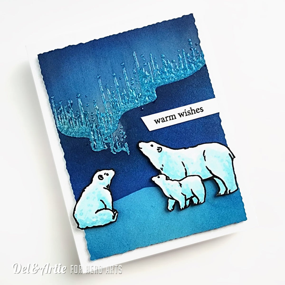 CM718 Northern Lights Polar Bears - Hero Arts