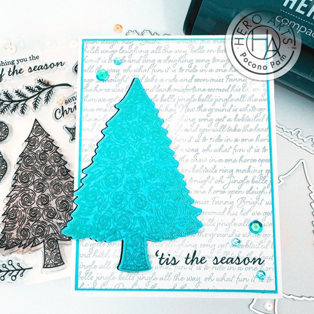 ★オリジナル手作り額：夢見るクリスマスDreaming of Christmas Swirly Christmas Tree Clear Stamp Set – Hero Arts