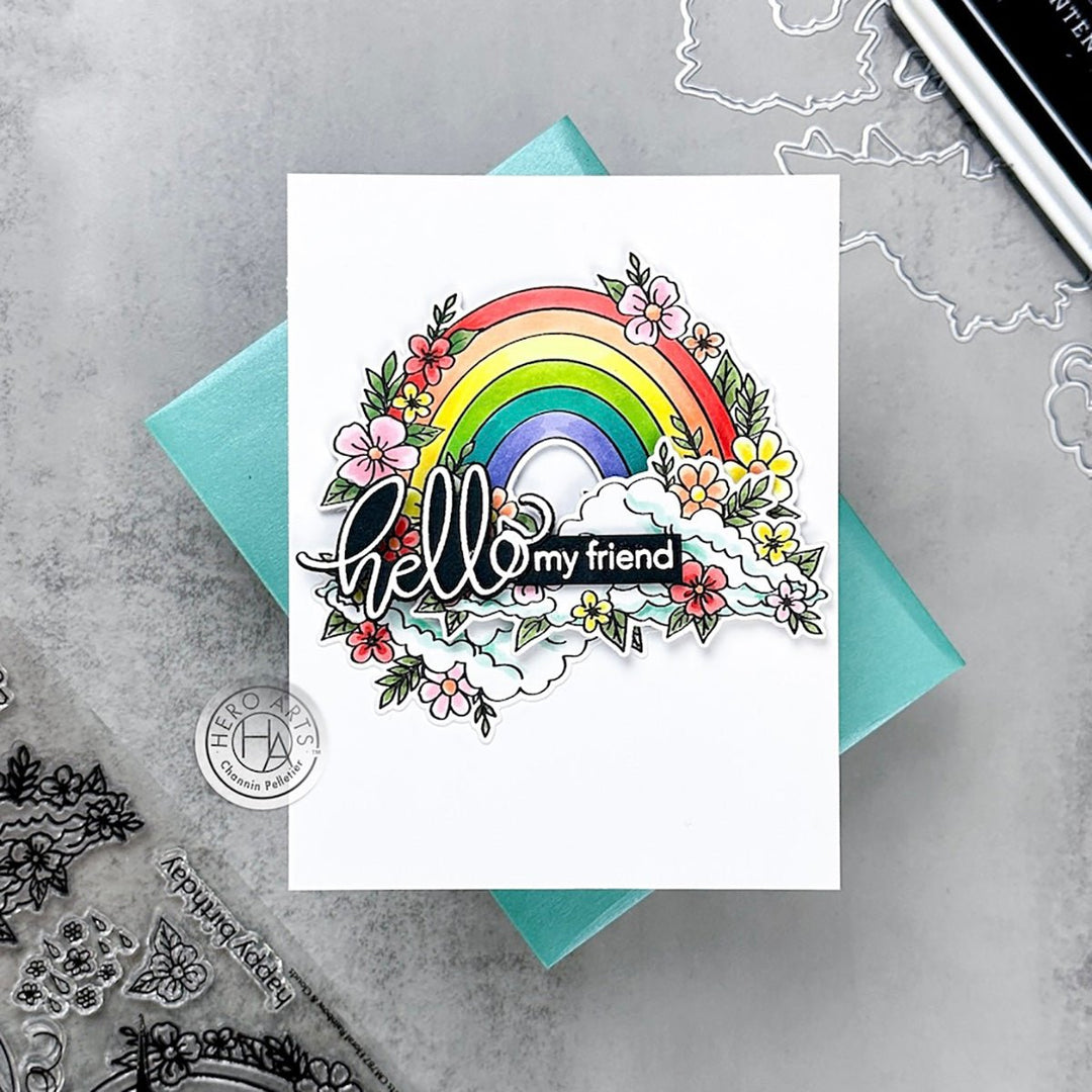 CM787 Floral Rainbow & Clouds - Hero Arts