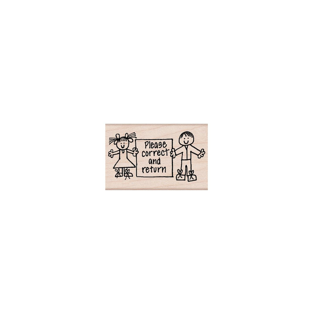 Hero Kids Correct & Return Woodblock Stamp