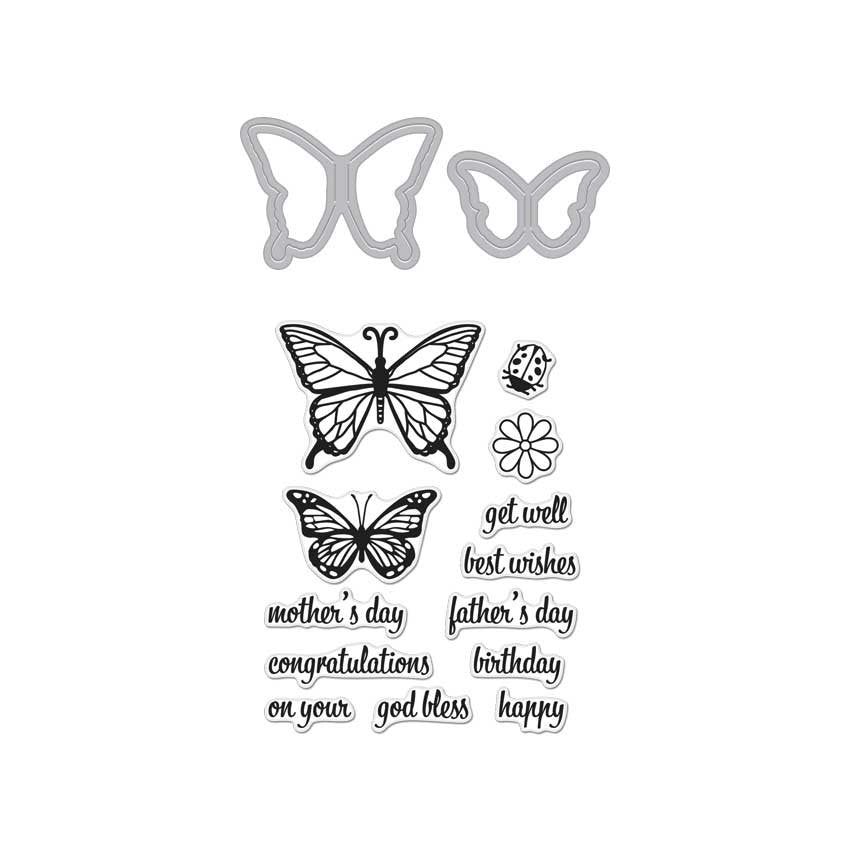 DC182 Butterfly Pair Stamp & Cut - Hero Arts