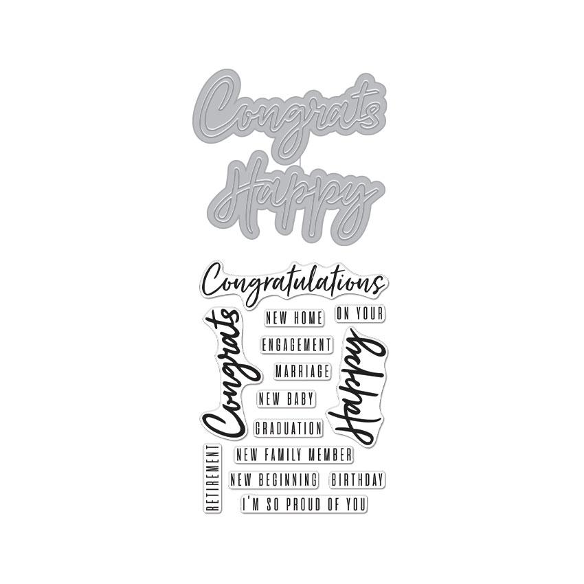 DC274 Congrats Happy Stamp & Cut - Hero Arts