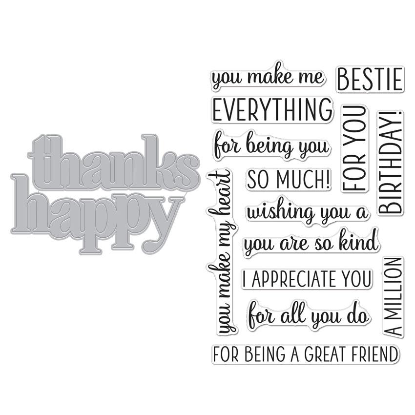 DC282 Happy Thanks Stamp & Cut XL - Hero Arts