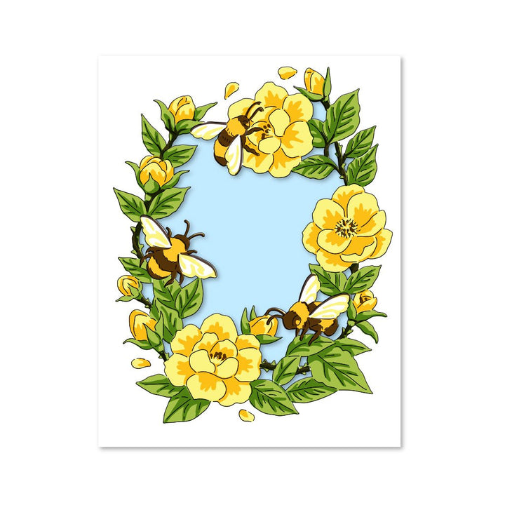 DF106 Bee Florals Window Fancy Die (E) - Hero Arts