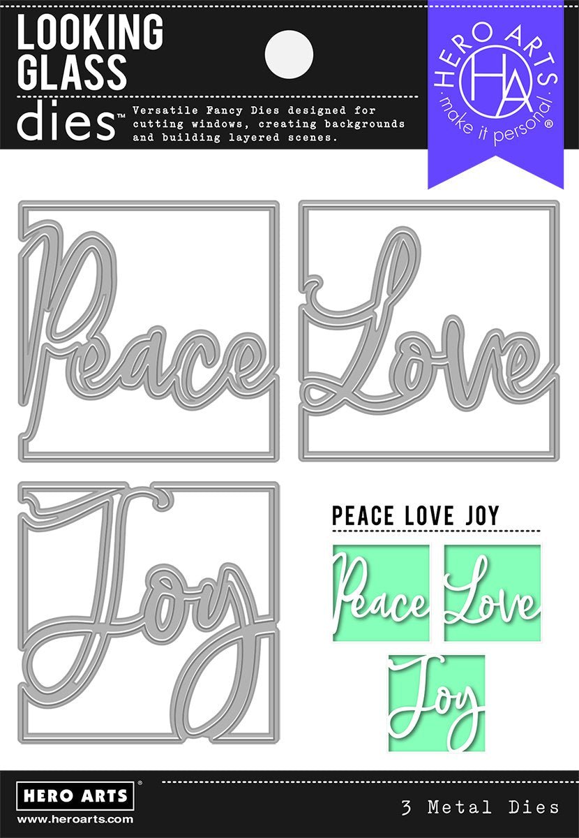 DI910 Looking Glass Peace Love Joy (E) - Hero Arts