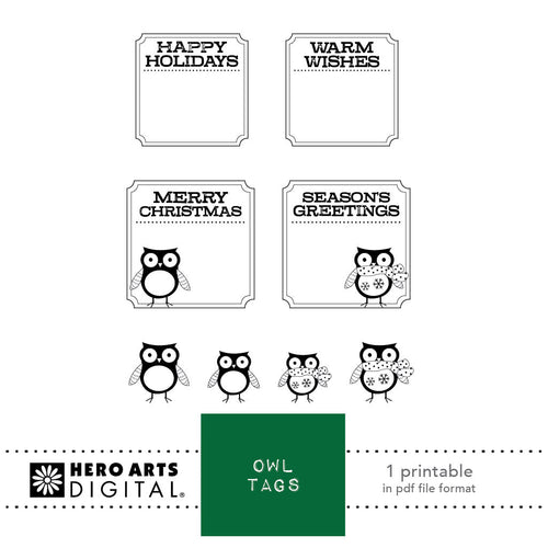 HD147 Owl Tag Printables - Hero Arts