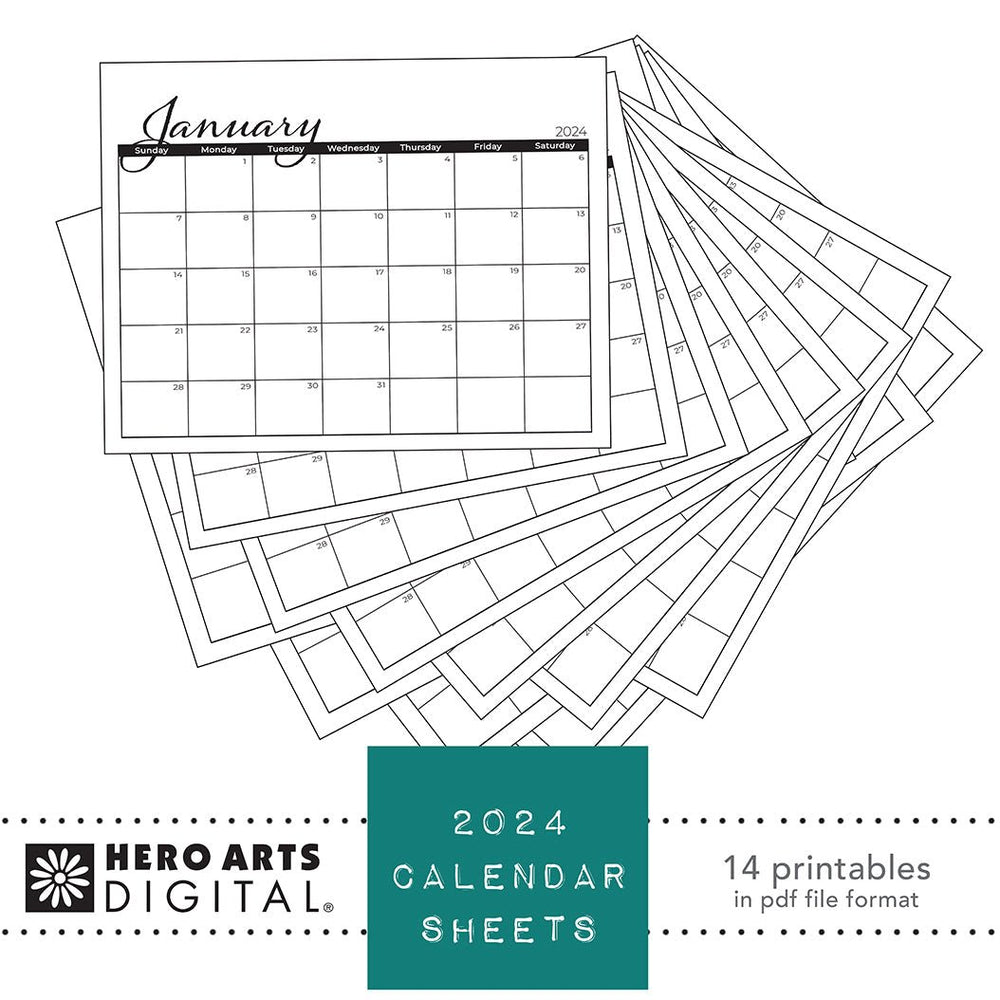 HD148 2024 Calendar Sheets Printables | Hero Arts hd148-2024-calendar-sheets-printables-hero-arts