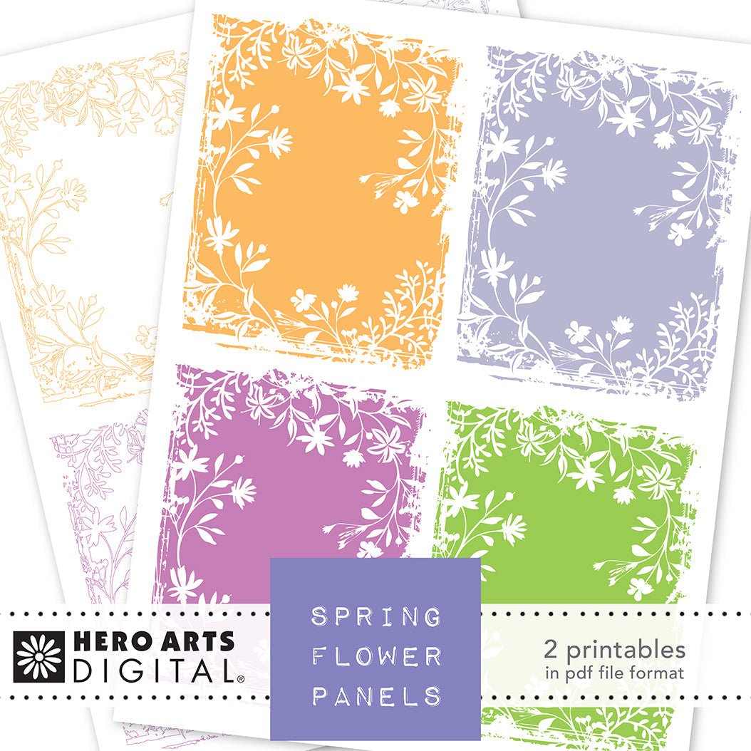 HD157 Spring Flower Panels Printable - Hero Arts