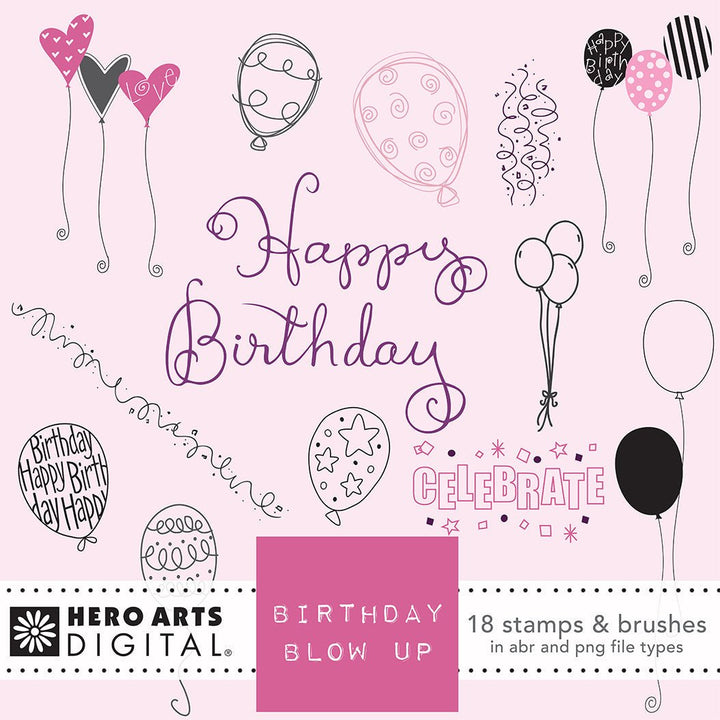 HD159 Birthday Blow Up Digital Kit - Hero Arts